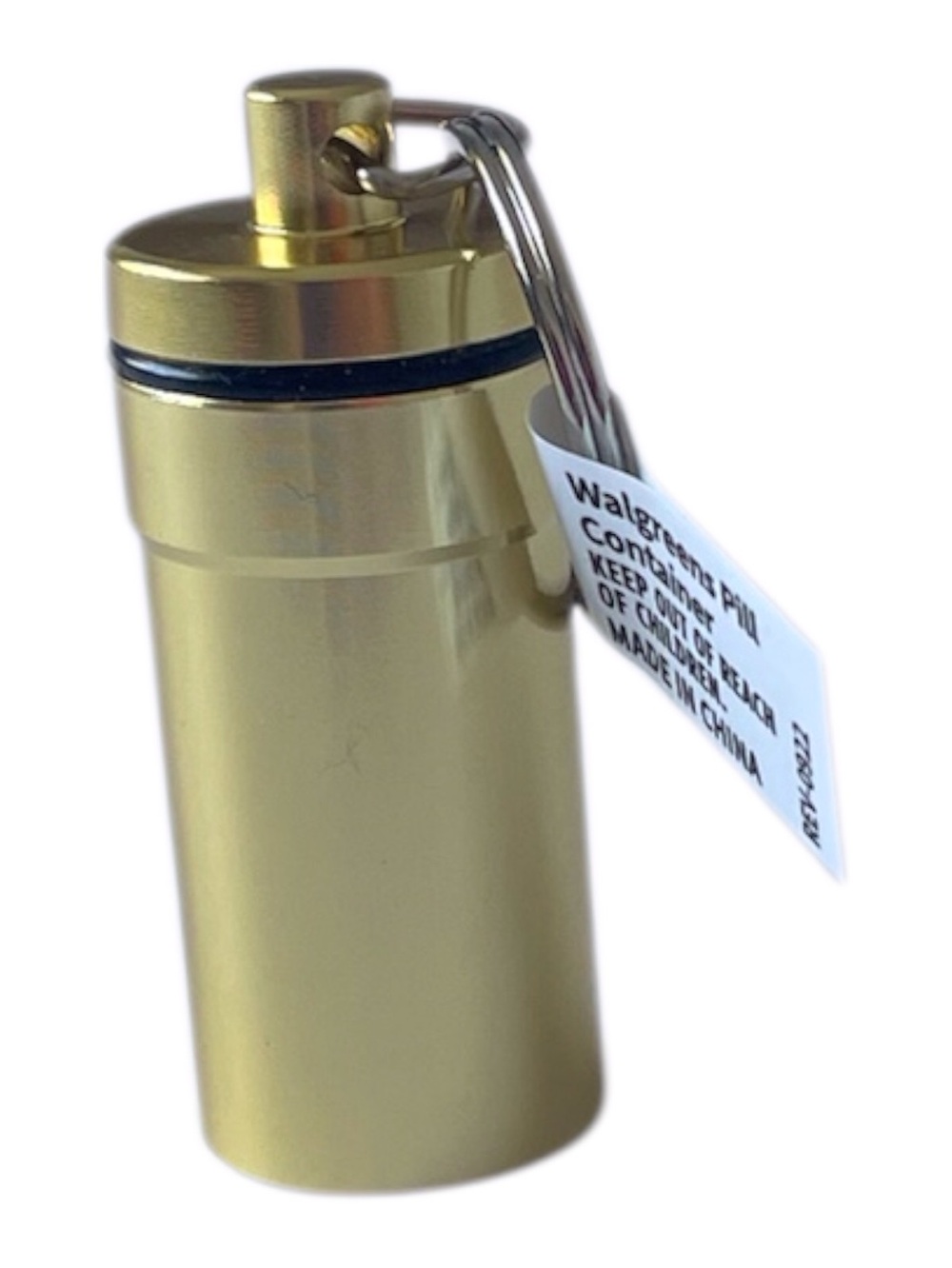 Brand New w/ Label Walgreens Gold Tone Peel Container Keychain, H-2 in. B1 - Picture 3 of 5